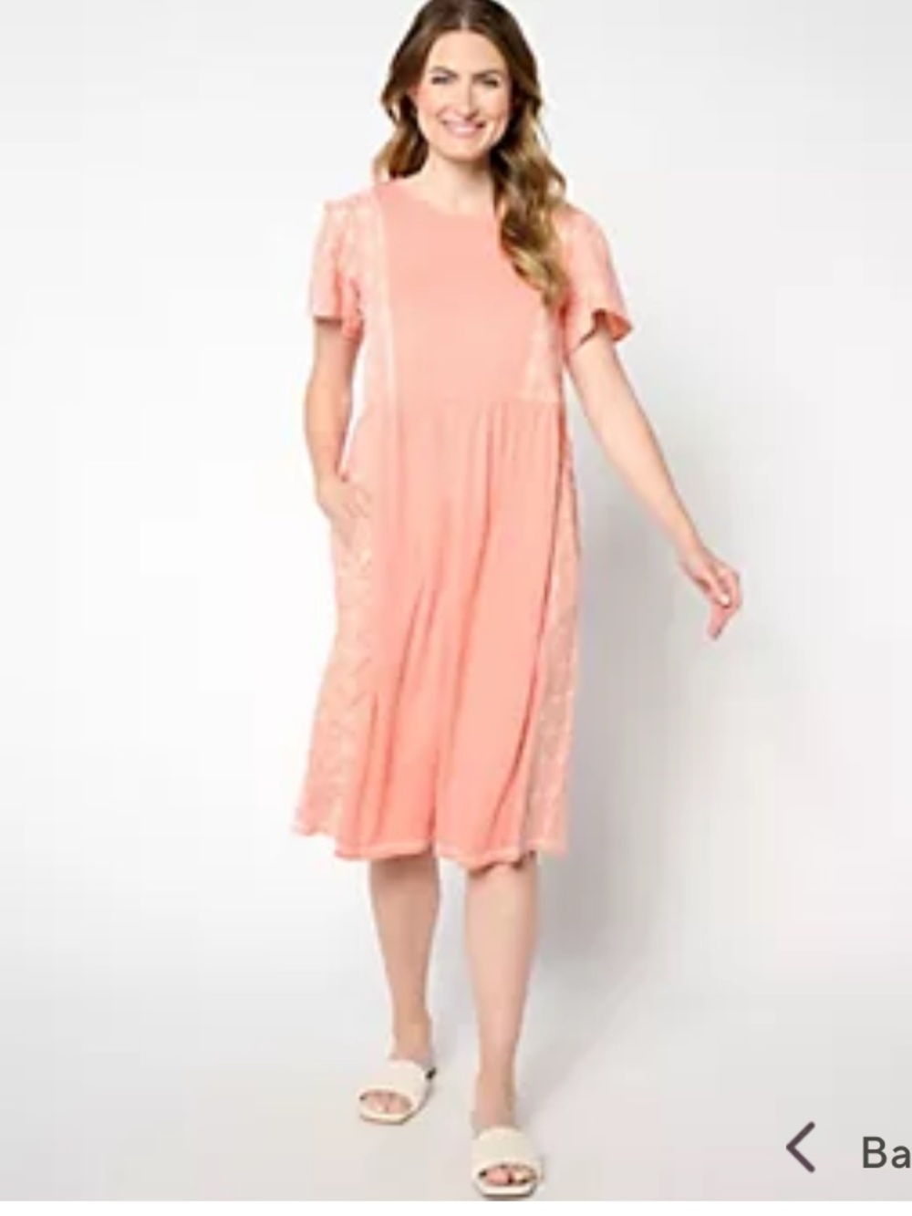 NWOT LOGO Lavish by Lori Goldstein Eyelet Mix Dress size medium petite